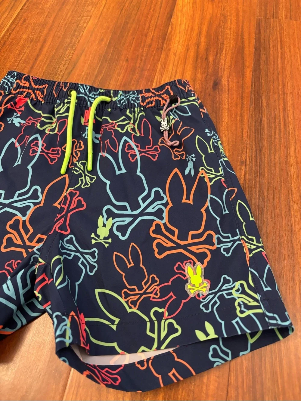 Psycho Bunny Navy Patterned Swim Trunks